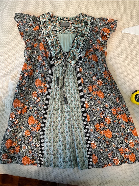Anthropologie Dresses & Skirts - Anthropologie Green, Orange & Black Paisley Dress